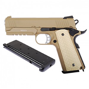 Страйкбольный пистолет WE COLT М1911А1 Desert Warrior 4.3 with Rail Tan WE-E011-TN