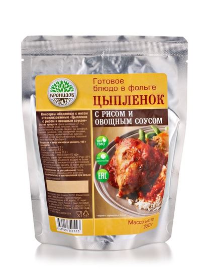 "Цыпленок с рисом и овощным соусом" 250 гр. (КРОНИДОВ)