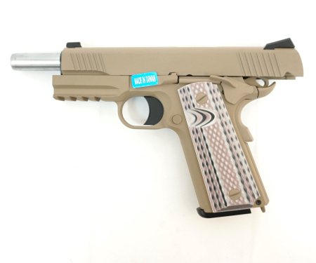 Страйкбольный пистолет WE Colt M45A1 Tan, металл, GBB WE-E015-TAN