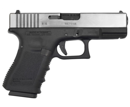 Страйкбольный пистолет WE Glock 19 Gen. 3 GBB, металл, хромированный WE-G003A-SV