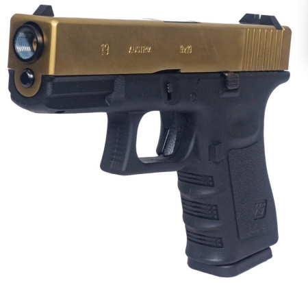 Страйкбольный пистолет WE GLOCK-19 gen3, металл слайд, Titanium Version арт.: WE-G003A-TG