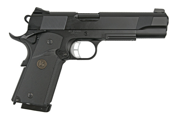 Страйкбольный пистолет KJW COLT M1911 M.E.U. GBB, СО2, черный, металл, модель - KP-07.CO2