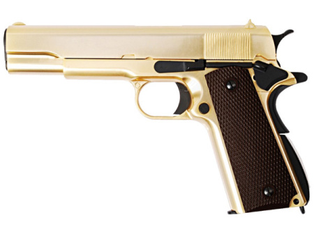 Страйкбольный пистолет WE COLT M1911А1, металл, золоченый, WE-E007A