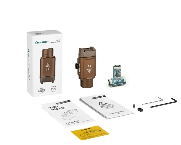 Пистолетный фонарь Olight PL-3S Valkyrie Desert Tan, 200 метров, 1000 люмен