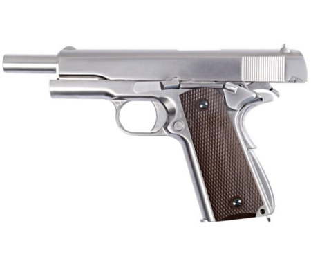 WE Модель пистолета M1911 A1, металл, хром