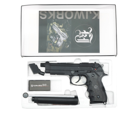 KJW M9 A1 GBB, CO2, черный, металл, рельса, ствол с резьбой