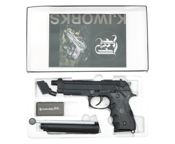 KJW M9 A1 GBB, CO2, черный, металл, рельса, ствол с резьбой