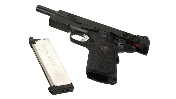 KJ Works Модель пистолета Colt M1911 MEU, черный, металл, грин газ KP-07.GAS