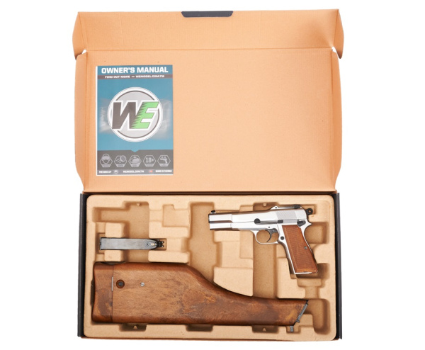 WE BROWNING HI POWER, хромированный, металл