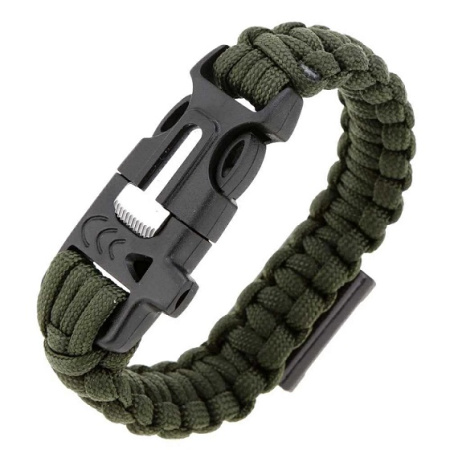 БРАСЛЕТ PARACORD открывашка бутылок, кресало и свисток
