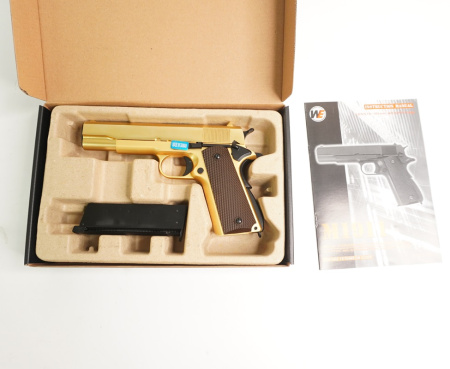 Страйкбольный пистолет WE COLT M1911А1, металл, золоченый, WE-E007A