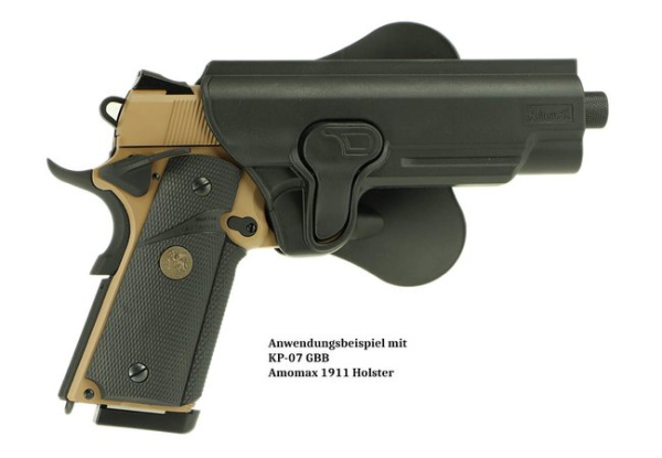 Страйкбольный пистолет KJW COLT M1911 M.E.U. GBB, СО2, TAN, металл, резьба на стволе KP-07-TBC.CO2 TAN