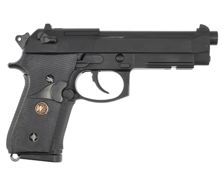 Страйкбольный пистолет WE Beretta M92F CO2, черный, Weaver, WE-M008-CO2
