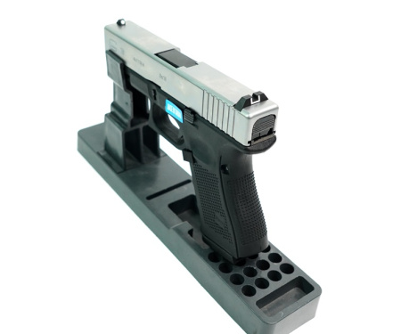 Страйкбольный пистолет WE Glock-19 Gen.4 Silver, сменные накладки WE-G003B-SV