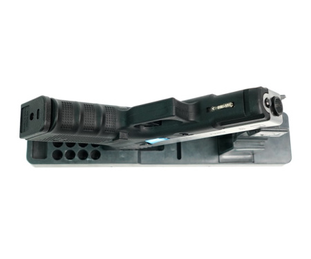 Страйкбольный пистолет WE Glock-19 Gen.4 Silver, сменные накладки WE-G003B-SV