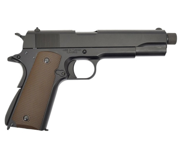 Страйкбольный пистолет KJW COLT M1911A1 GBB, CO2, черный, металл, ствол с резьбой 1911-TBC.CO2