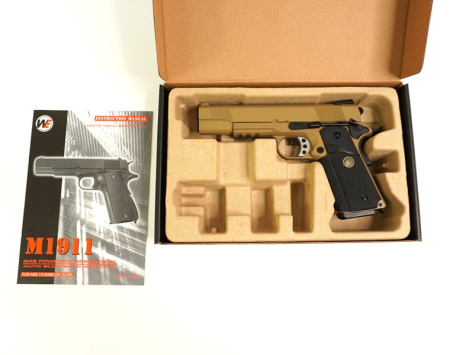 Страйкбольный пистолет WE Colt M1911A1 M.E.U. Rail Tan WE-E008B-TN