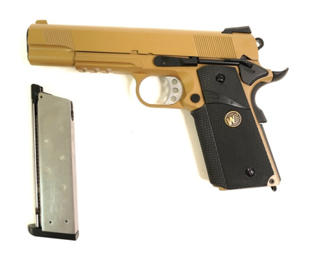 Страйкбольный пистолет WE Colt M1911A1 M.E.U. Rail Tan WE-E008B-TN