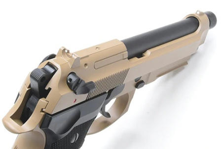 Страйкбольный пистолет KJW M9 A1 GBB, GAS, TAN, металл, рельса