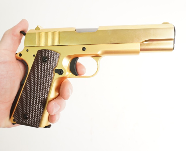 Страйкбольный пистолет WE COLT M1911А1, металл, золоченый, WE-E007A