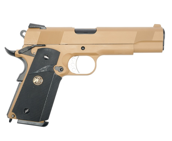 Страйкбольный пистолет WE COLT M1911А1, металл, без рельсы, M.E.U., WE-E008A-TAN
