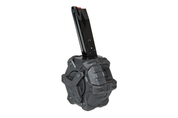 350 BB Drum Gas Magazine for Beretta / MB Replicas - Black