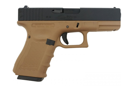 Страйкбольный пистолет WE GLOCK-19 gen.4, металл слайд, сменные накладки, WE-G003B-TAN