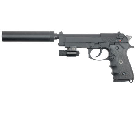 KJW M9 A1 GBB, CO2, черный, металл, рельса, ствол с резьбой