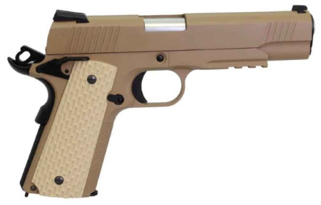 Страйкбольный пистолет WE COLT М1911А1 Kimber with Rail Tan металл, GBB, WE-E010-TAN