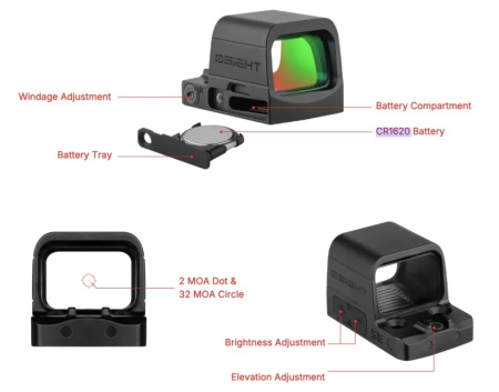 Коллиматорный прицел Osight SE (RMSc) 2MOA, RED, мультимарка
