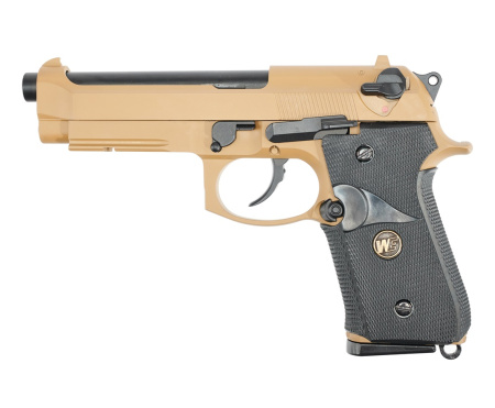 Страйкбольный пистолет WE Beretta M9A1 Rail Tan 6 мм, GBB, Gas WE-M009-TAN