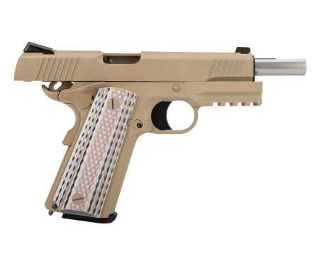 Страйкбольный пистолет WE Colt M45A1 Tan, металл, GBB WE-E015-TAN