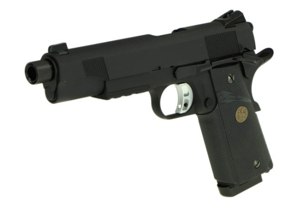 KJW COLT M1911 M.E.U. GBB, СО2, черный, металл, резьба на стволе