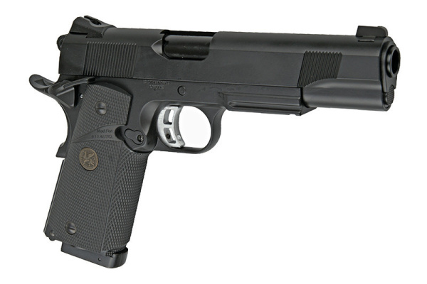 Страйкбольный пистолет KJW COLT M1911 M.E.U. GBB, СО2, черный, металл, модель - KP-07.CO2