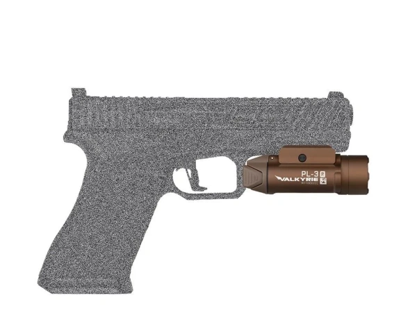 Пистолетный фонарь Olight PL-3R Valkyrie Desert Tan, Li-po 900 mAh, Cree XH-P 35B HI, 205 метров, 1500 люмен