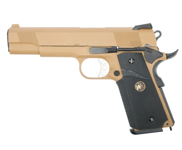 Страйкбольный пистолет WE COLT M1911А1, металл, без рельсы, M.E.U., WE-E008A-TAN