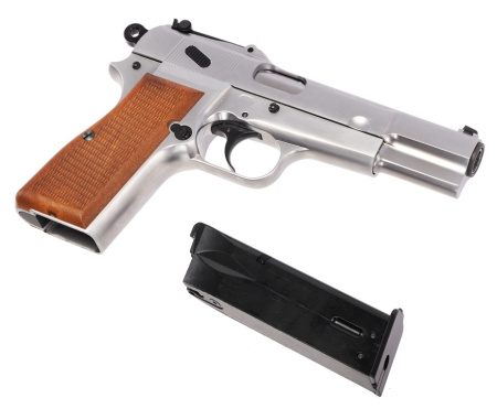 WE BROWNING HI POWER, хромированный, металл