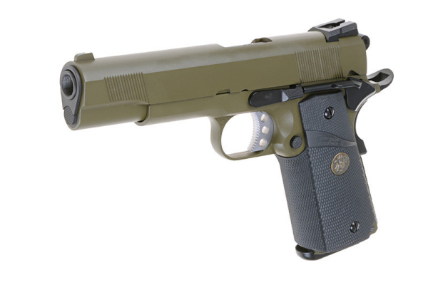 Страйкбольный пистолет WE COLT M1911А1, металл, M.E.U. OD WE-E008A-OD