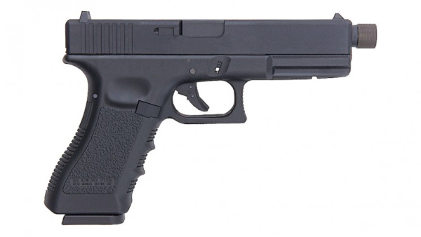 Модель пистолета KJW Glock 17 GBB CO2, удлин. ствол с резьбой под глушитель, металл KP-17-TBC.CO2-BK (KJW