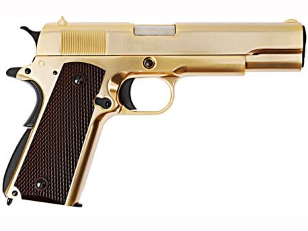 Страйкбольный пистолет WE COLT M1911А1, металл, золоченый, WE-E007A