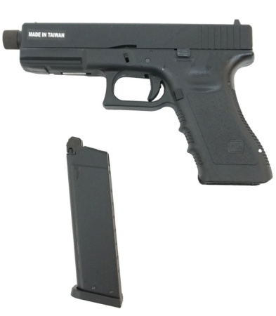 Страйкбольный пистолет KJW GLOCK G17 GBB GAS, ствол с резьбой, мет. слайд KP-17-TBC.GAS