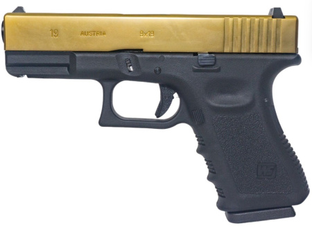 Страйкбольный пистолет WE GLOCK-19 gen3, металл слайд, Titanium Version арт.: WE-G003A-TG