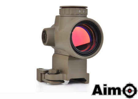 AIM MRO Red Dot with QD Riser Mount & Low Mount - TAN