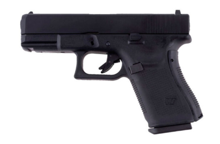 Страйкбольный пистолет WE GLOCK-19 gen5, металл слайд, сменные накладки, WE-G003VB-BK