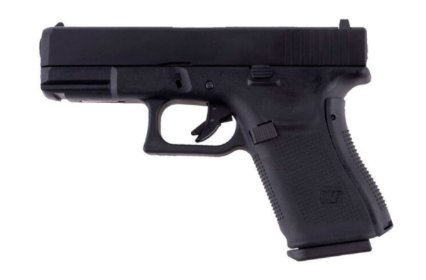 Страйкбольный пистолет WE GLOCK-19 gen5, металл слайд, сменные накладки, WE-G003VB-BK
